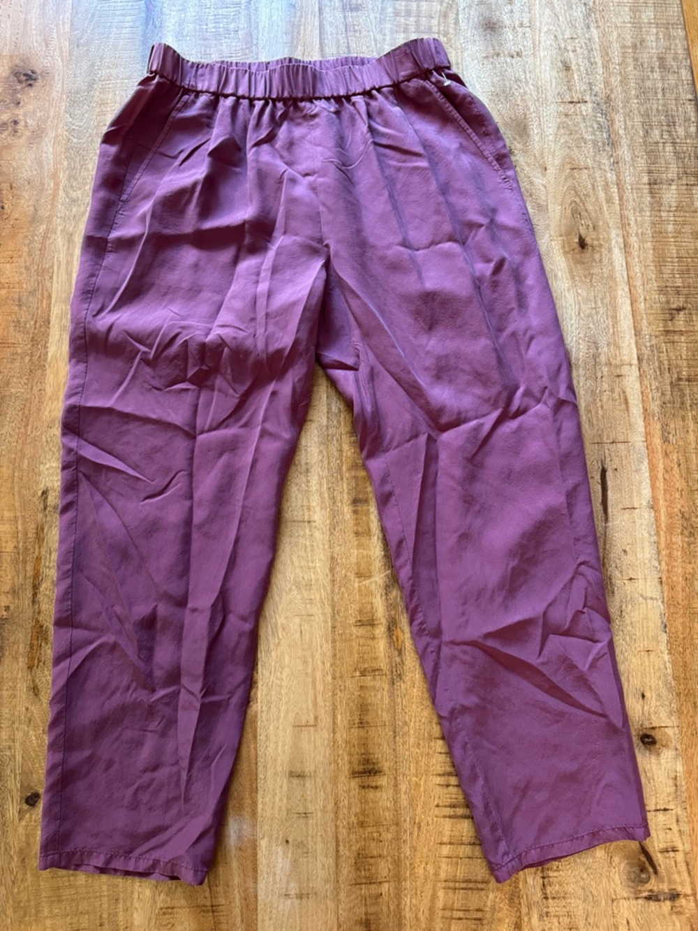 Eileen Fisher 100% Silk pants Size small grape mauve purple straight leg Pants